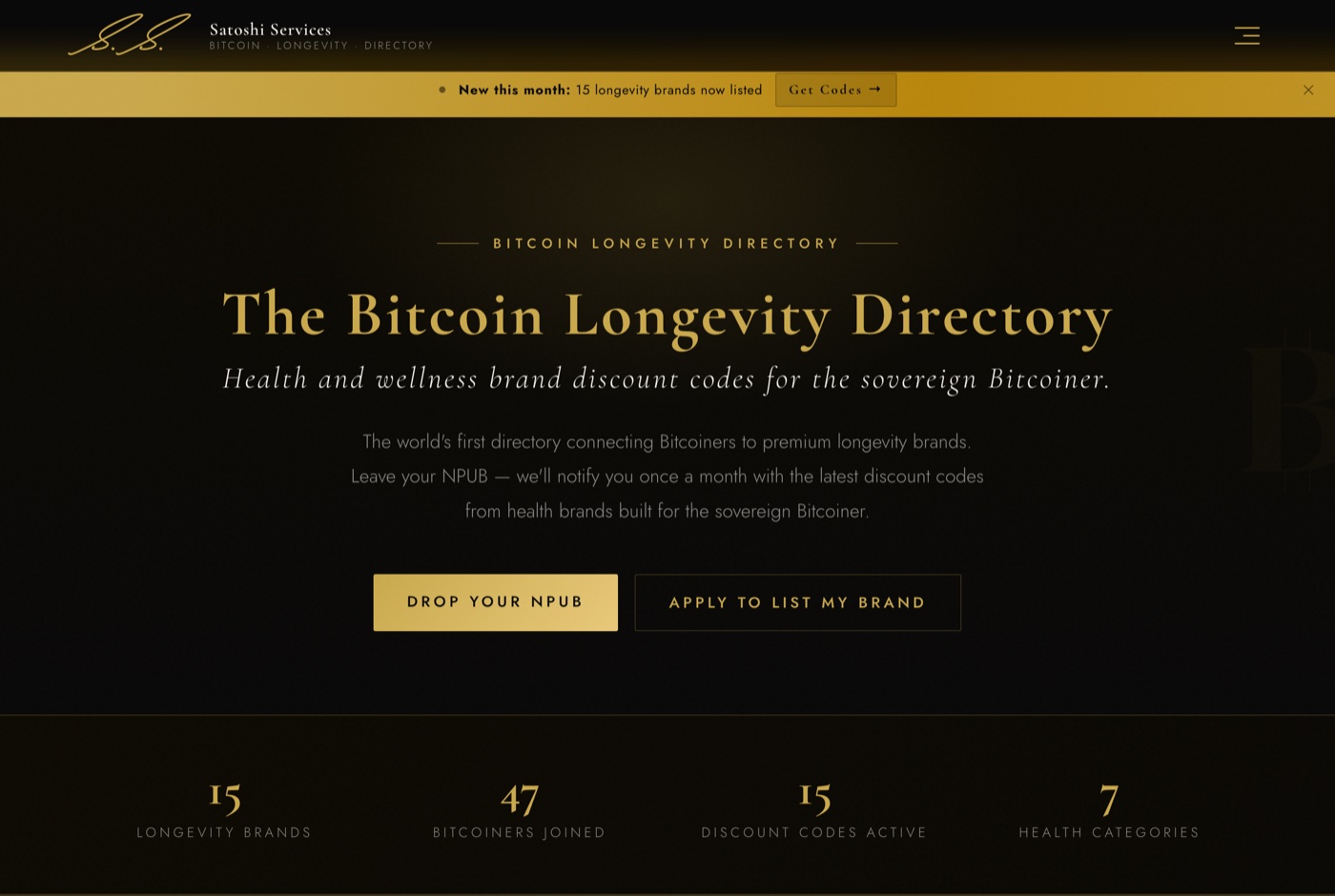 The Directory — Bitcoin Longevity Directory with Bitcoiner discount codes